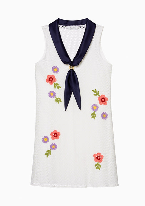 Cherry Blossom Knitted Floral Mesh Dress - Lyn around VN